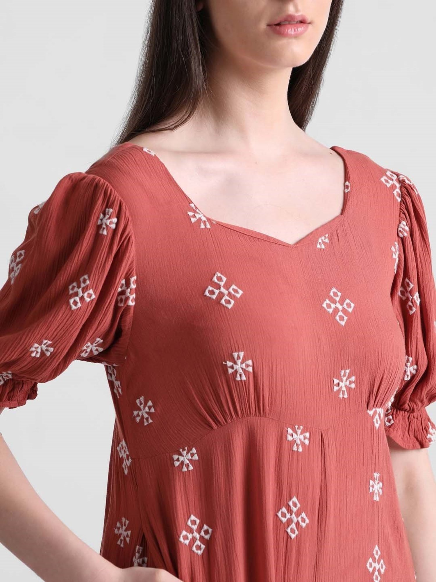 Only Brown Embroidered Jumpsuit