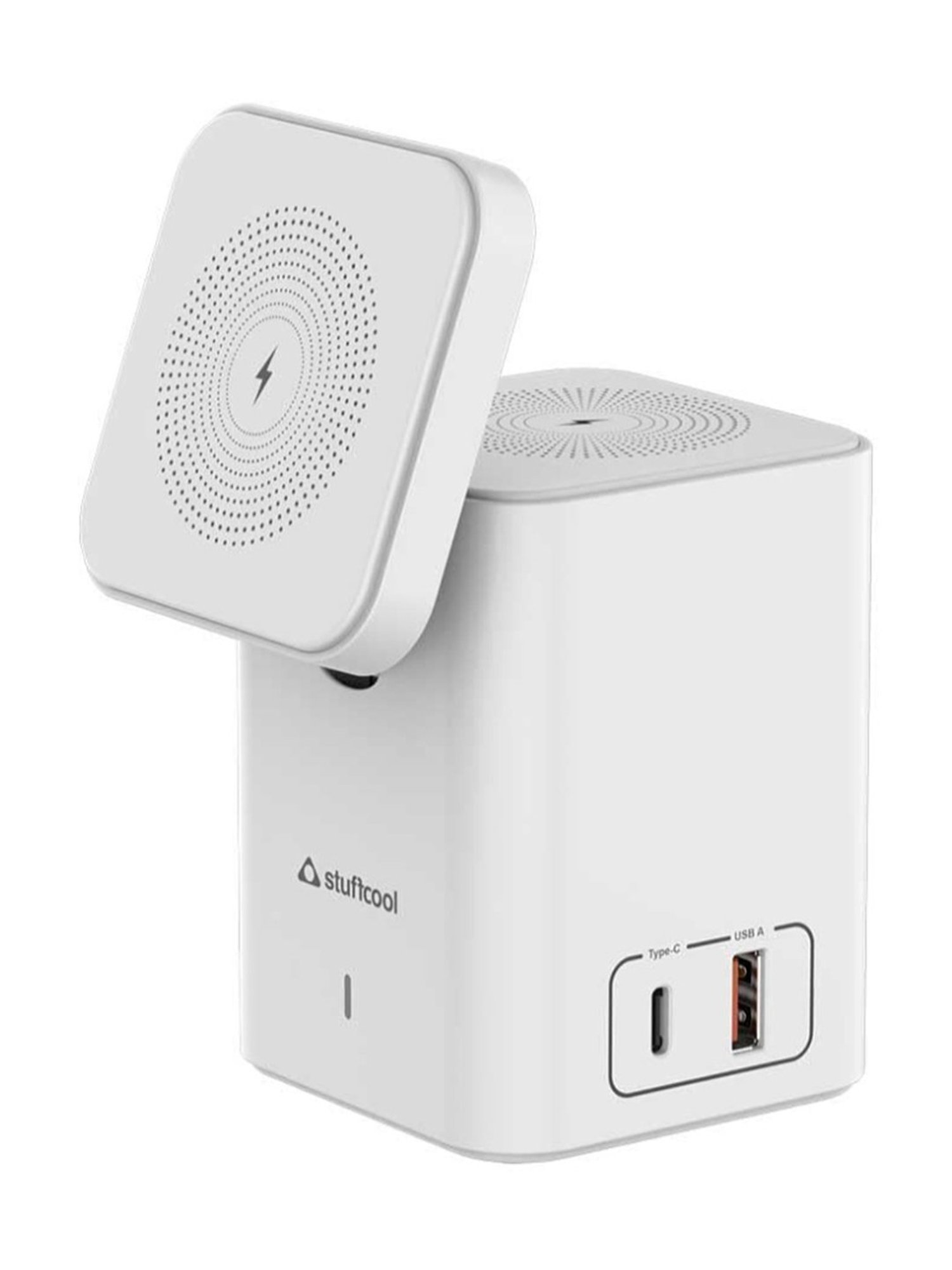 Stuffcool Magic 2 in 1 Magnetic Wireless Charging Station with 30W Dual Port PD PPS Output (White)
