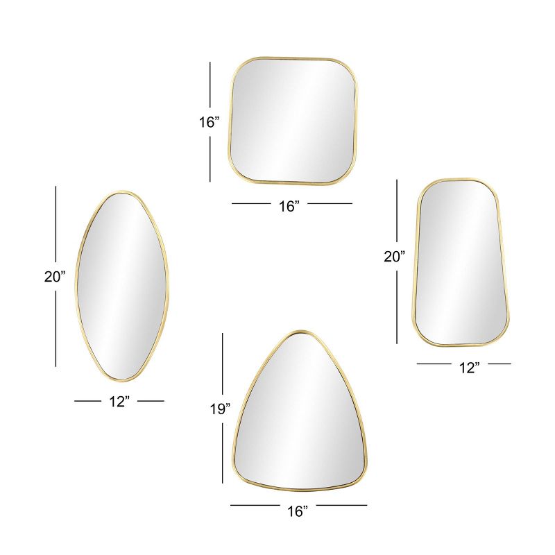 Set of 4 Large Geometric Metallic Wall Mirrors Gold - CosmoLiving by Cosmopolitan