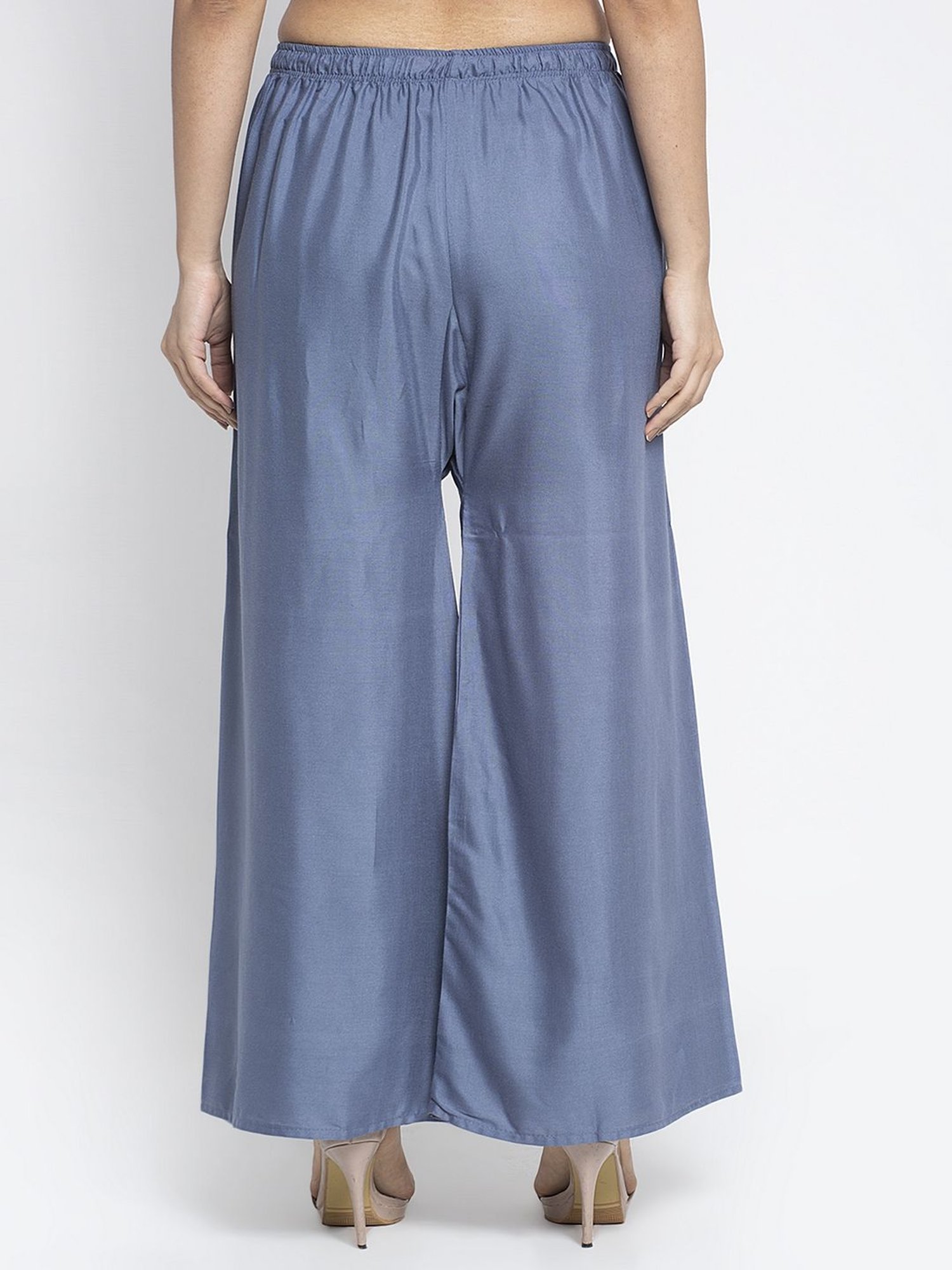 Gracit Grey & Pink Flared Fit Palazzos - Pack Of 2