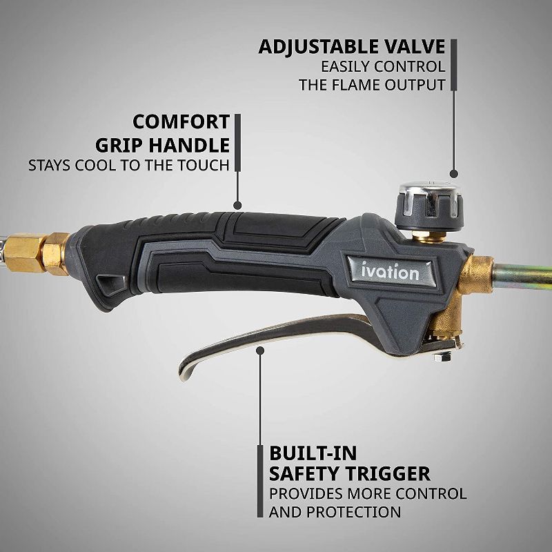 Ivation 320,000 BTU Propane Torch, Heavy Duty Weed Burner, Extra Long 12' Hose, Adjustable Flame Control, Outdoor Weed Killer for Weeds, Snow Melting, Roofing, Roads & More