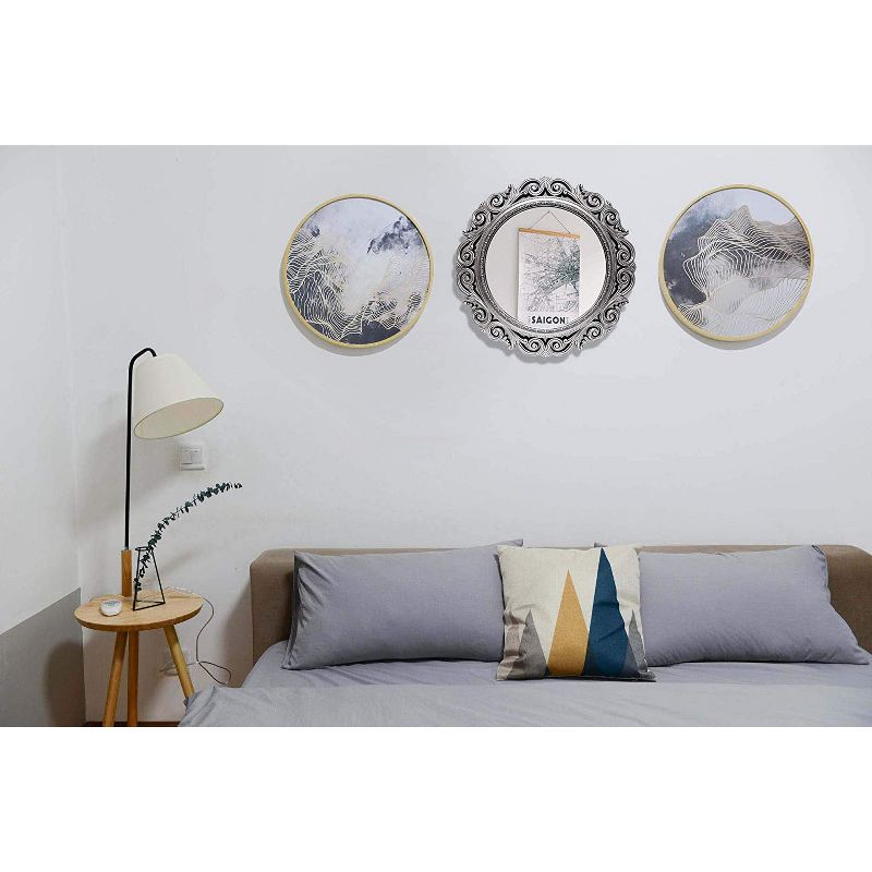 Infinity Instruments Antique Design Large 24-Inch Decorative Round Wall Mirror, Silver