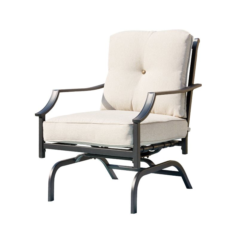 2pc Patio Chairs Steel Patio Seating Sets Cream - Lokatse