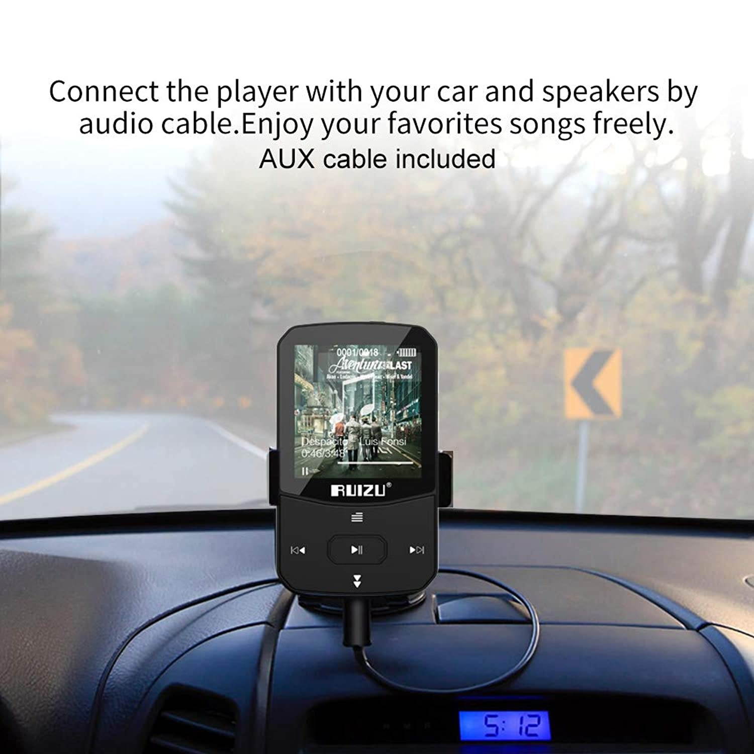 Clip Mp3 Player with Bluetooth 4.1, 8GB Lossless Sound Music Player with FM Radio Voice Recorder Video Earphones for Running, Support up to 128GB(Black)