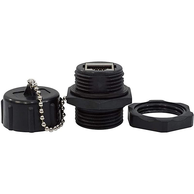 CAT6 RJ45 Shielded Industrial Panel Mount Bulkhead FemaleFemale Feed Thru Coupler Network Connectors IP67 WaterproofDust Cap 10 Pack Black