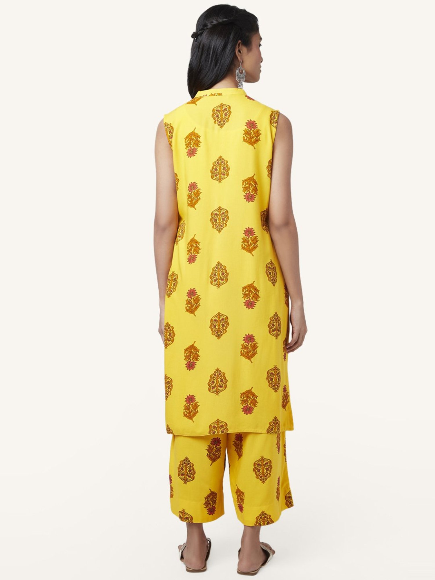 Rangmanch by Pantaloons Yellow Floral Print Kurta Palazzo Set