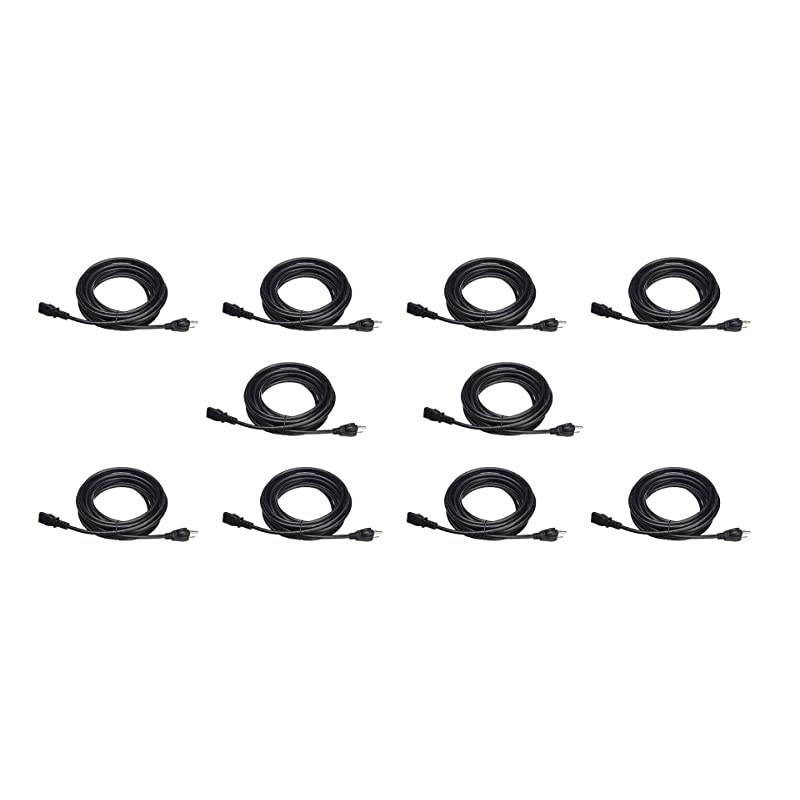 Basics Computer Monitor TV Replacement Power Cord 10Pack 25Foot Black