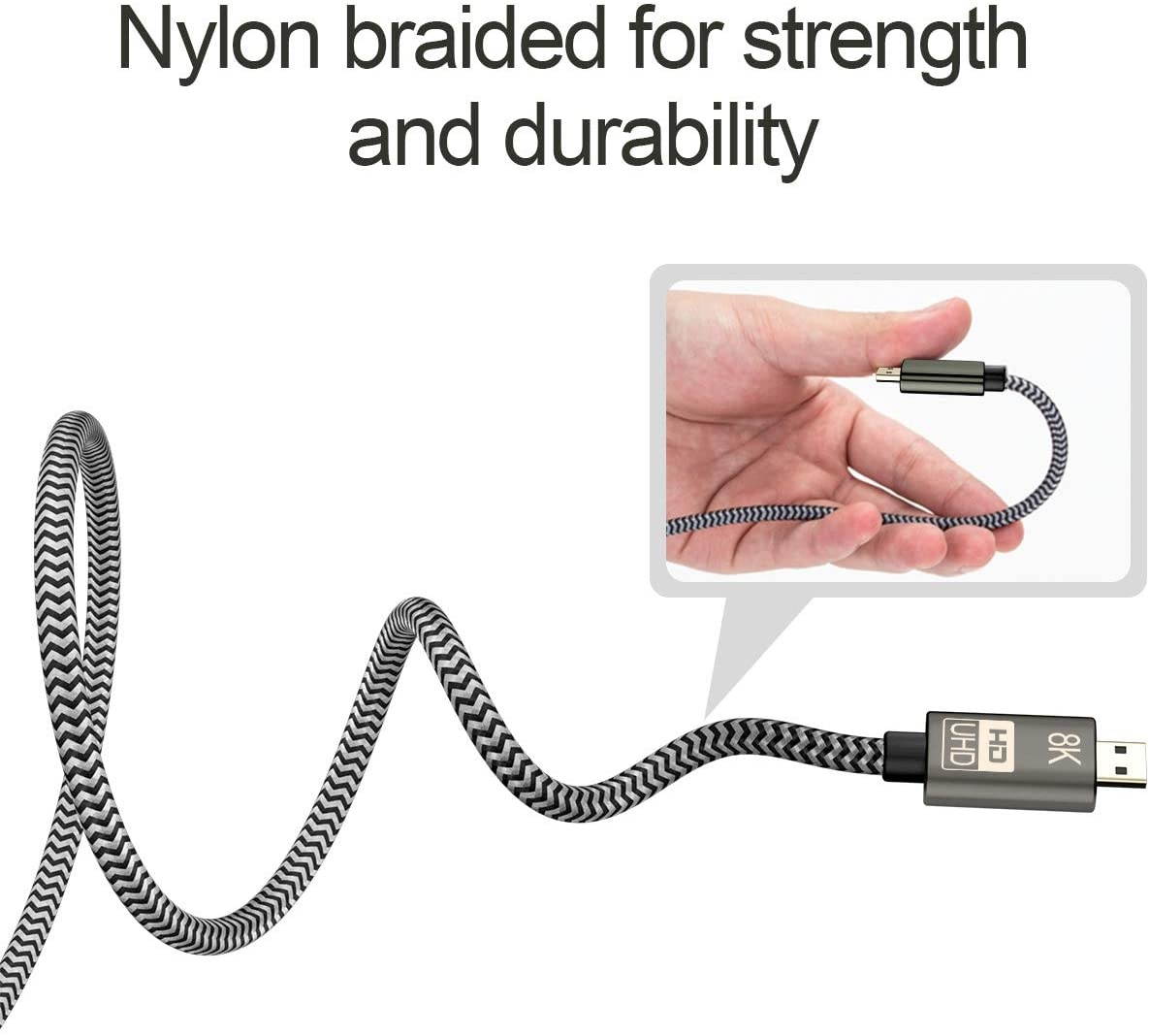 CABLEDECONN Micro HDMI to HDMI 2.1 8K Cable High Speed 8K@60Hz 4K@120Hz Male to Male Ultra HD HDR Adapter for Digital Cameras camcorders Tablets and Other Devices with Micro HDMI 1.5M