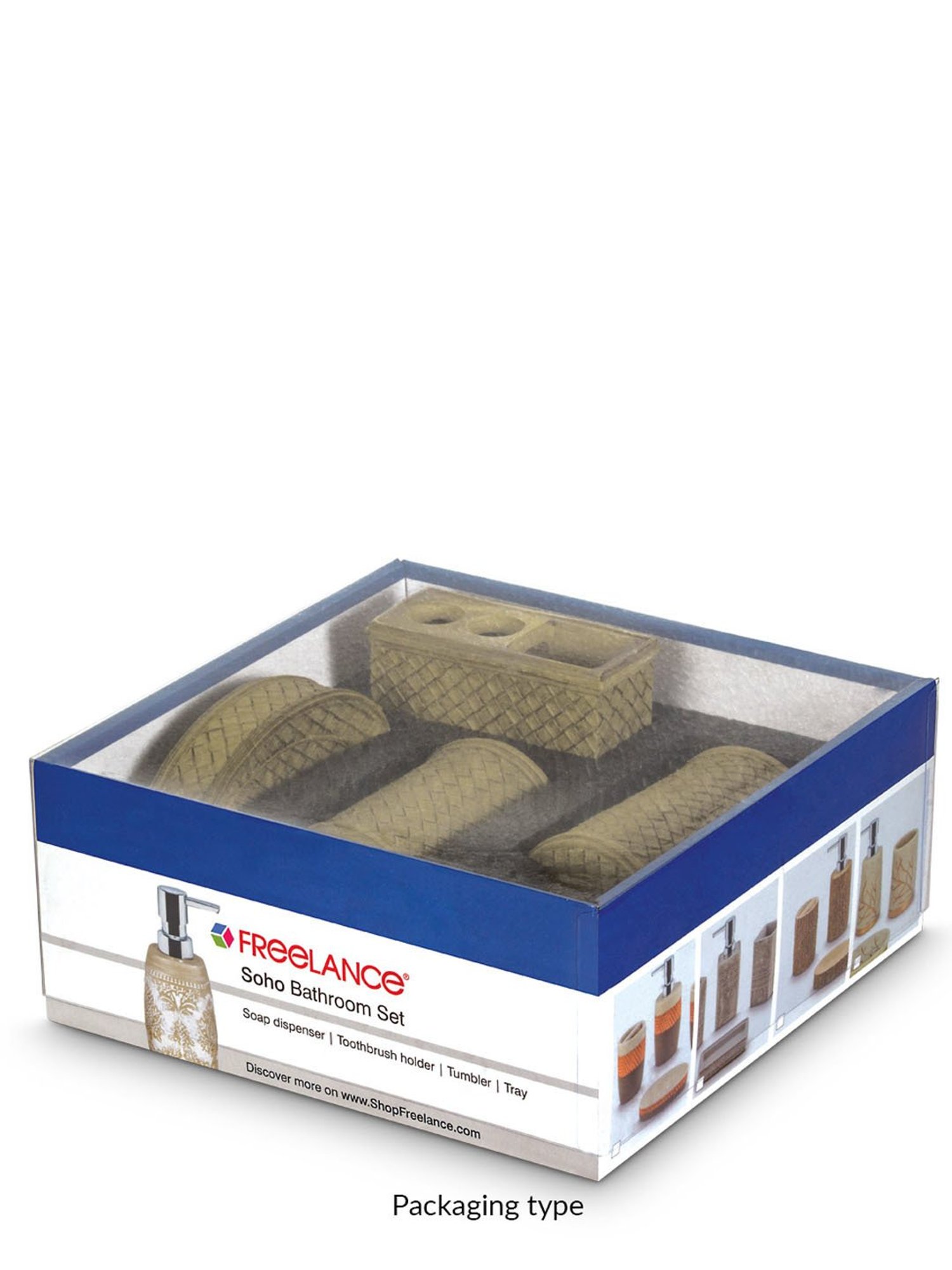 Freelance Grey Polyresin Set of 4 Bathroom Accessories