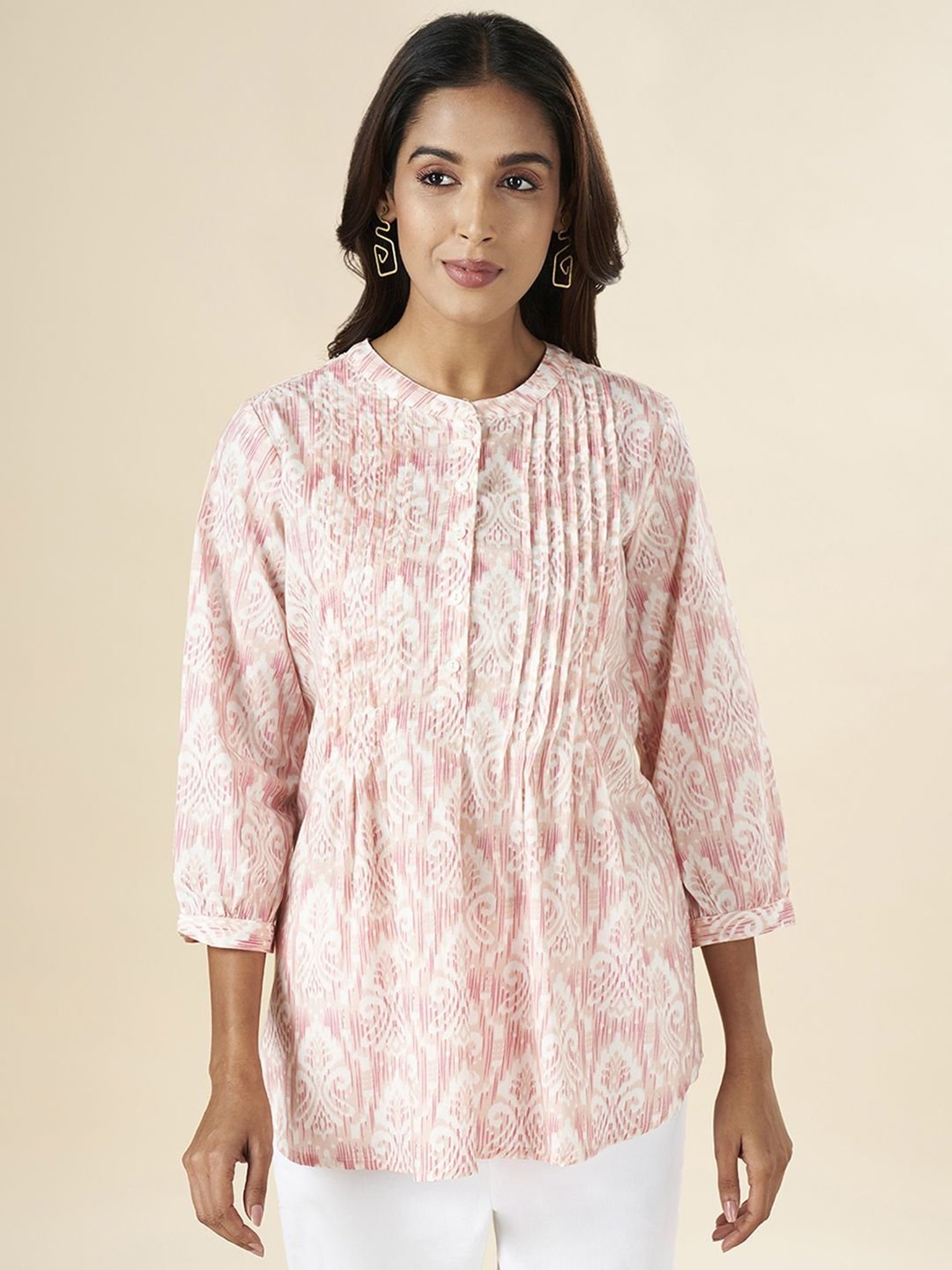 Akkriti by Pantaloons Pink Cotton Printed Tunic
