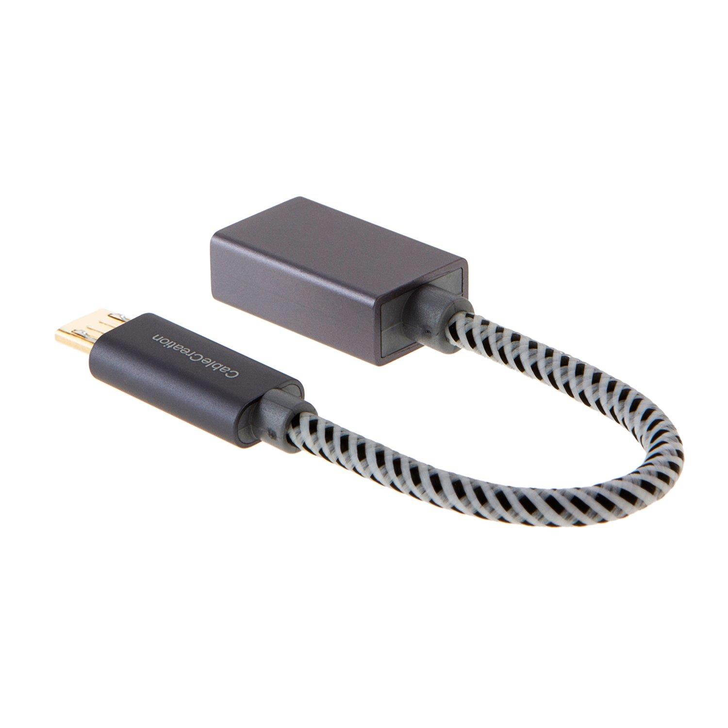 CableCreation Micro USB 2.0 OTG Cable Braided On The Go Adapter Micro USB Male to USB Female Compatible Samsung Other Smart Phones OTG Function, 6 inch/Space Gray Aluminum