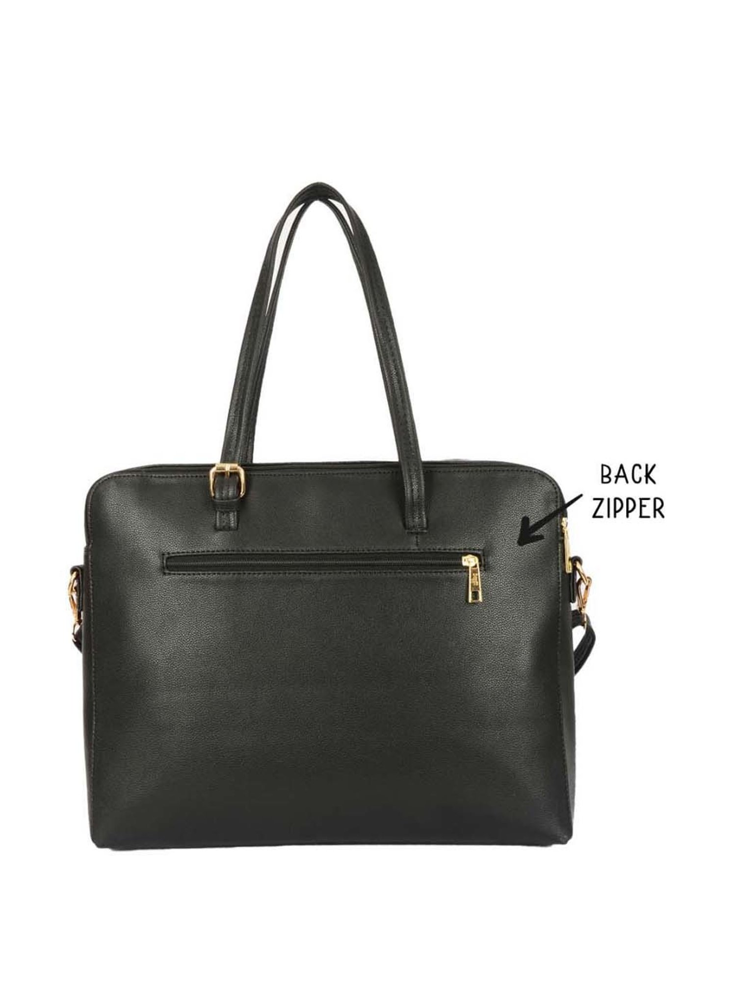 Baggit Black Solid Large Laptop Messenger Bag