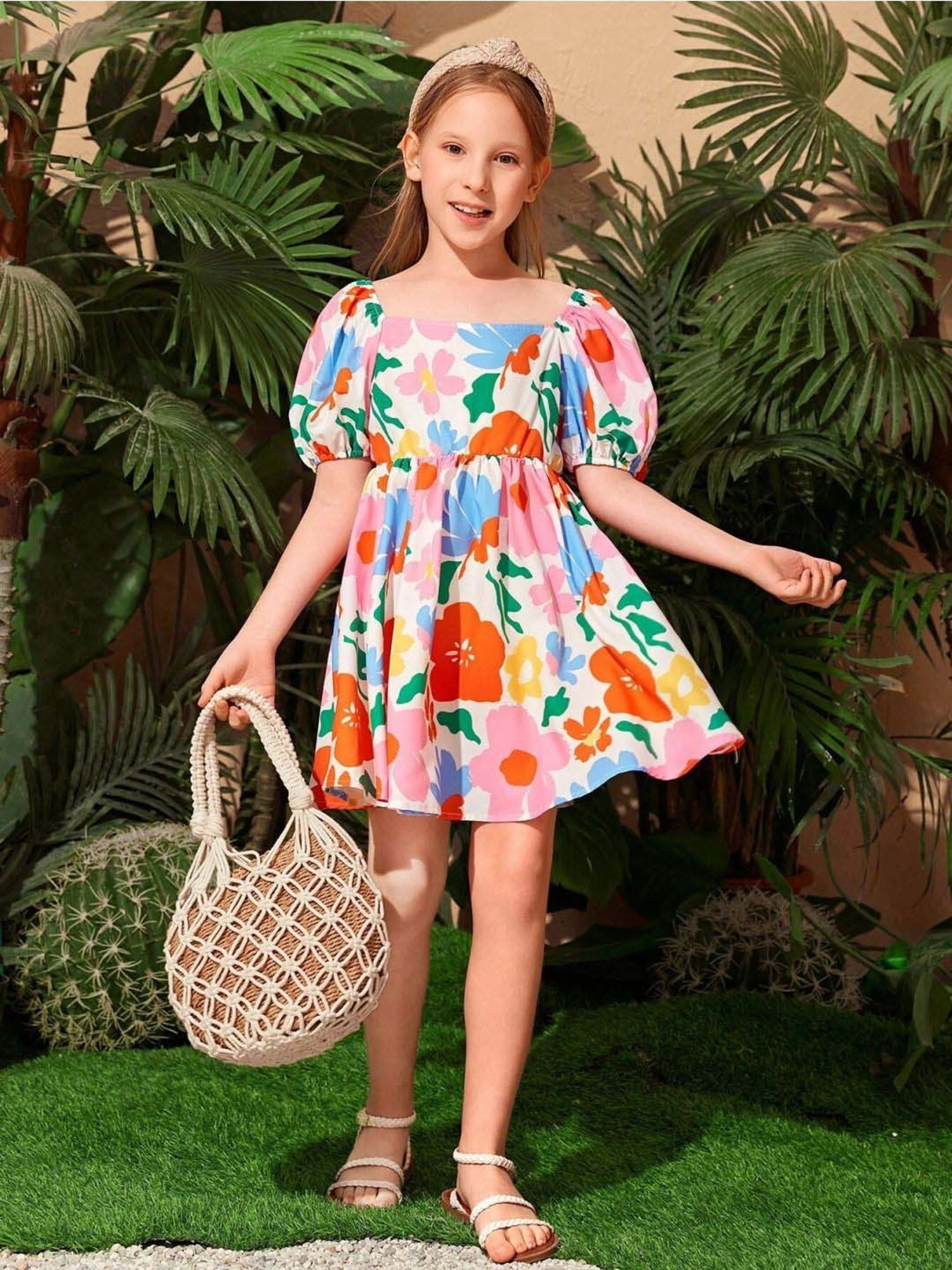 Bolly Lounge Girls Multicolor Floral Dress