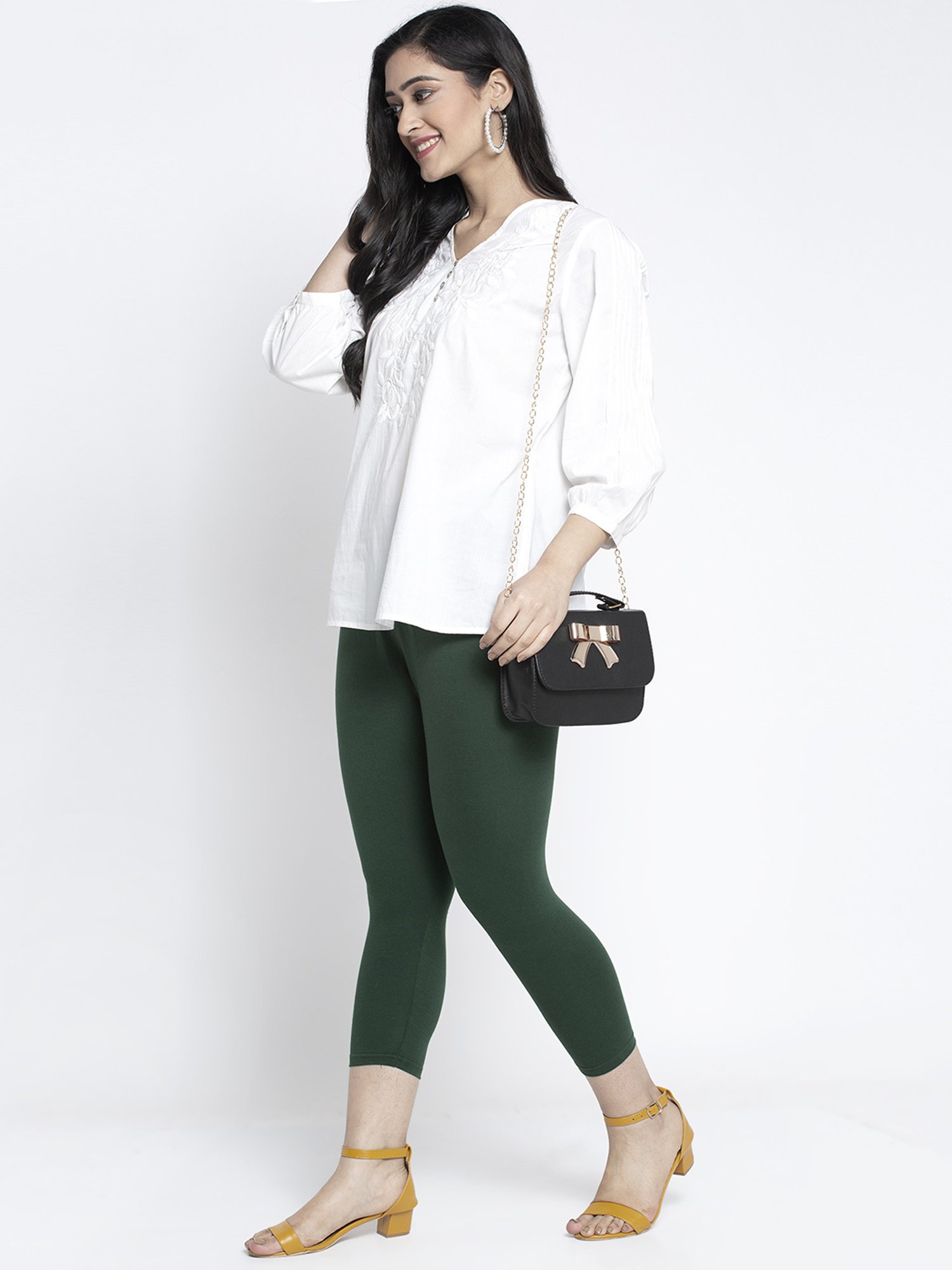 Gracit Green & Sky Blue Mid Rise Capris - Pack Of 2