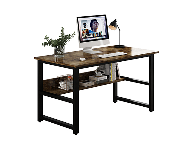 Computer Desk Home Office Desk Gaming Desk Large A Multi- Purpose in One Design Computer Desk Corner Writing Simple Style PC Wood and Metal Desk Workstation,Wood Color,GT49