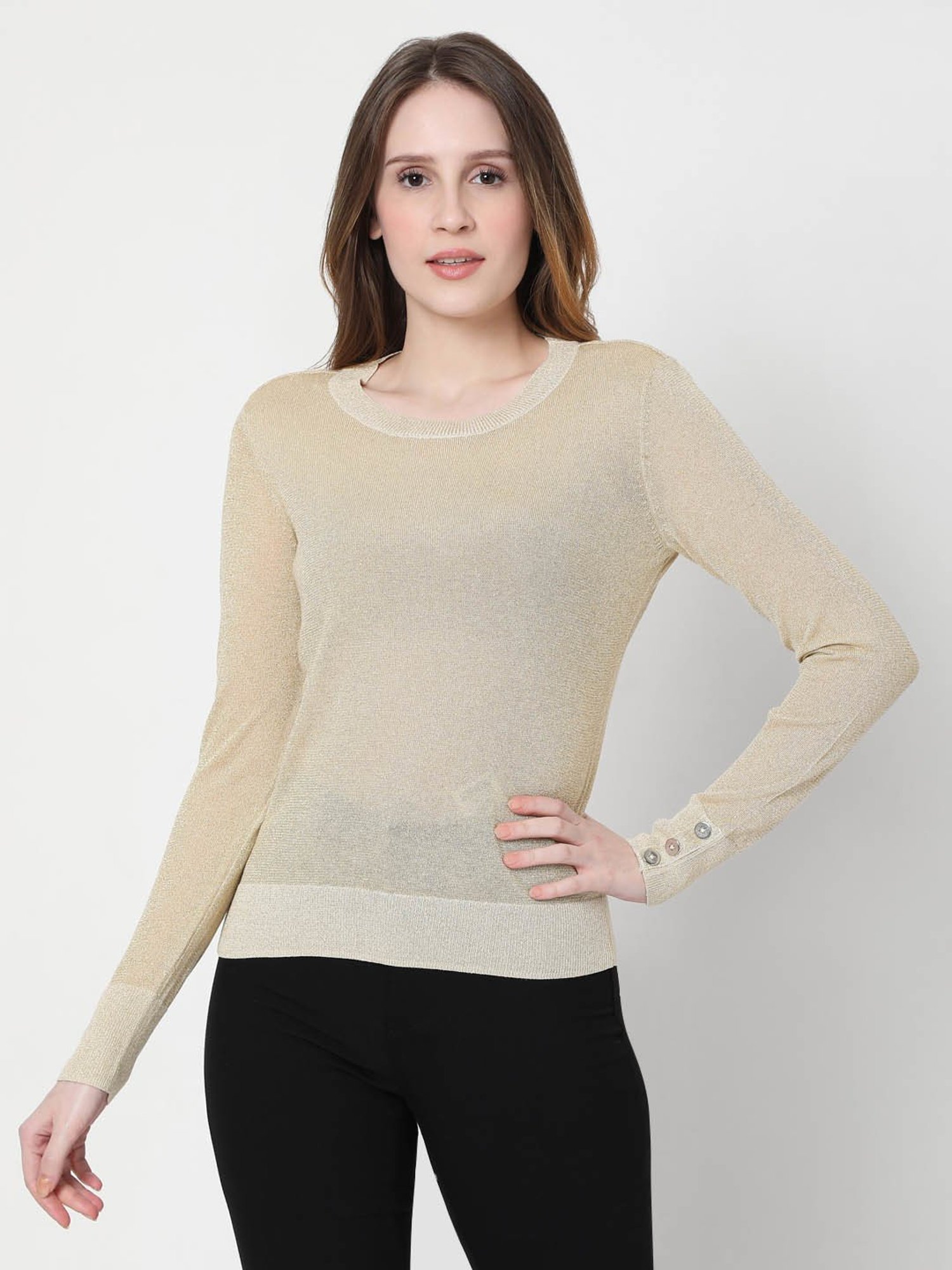 Vero Moda Beige Textured Sweater