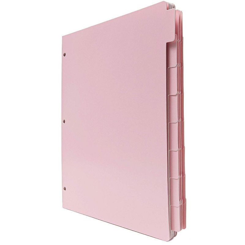 Paper Junkie 12 Sets Pink 3 Ring Cardstock Paper Binder Dividers with 8 Tabs, 9.5 x 11 in