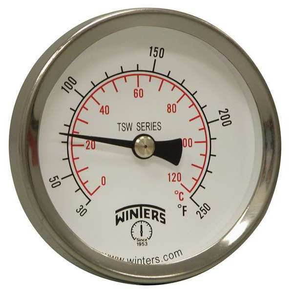 WINTERS TSW174-2LF. Thermometer,Analog,30-120 deg,1/2in NPT