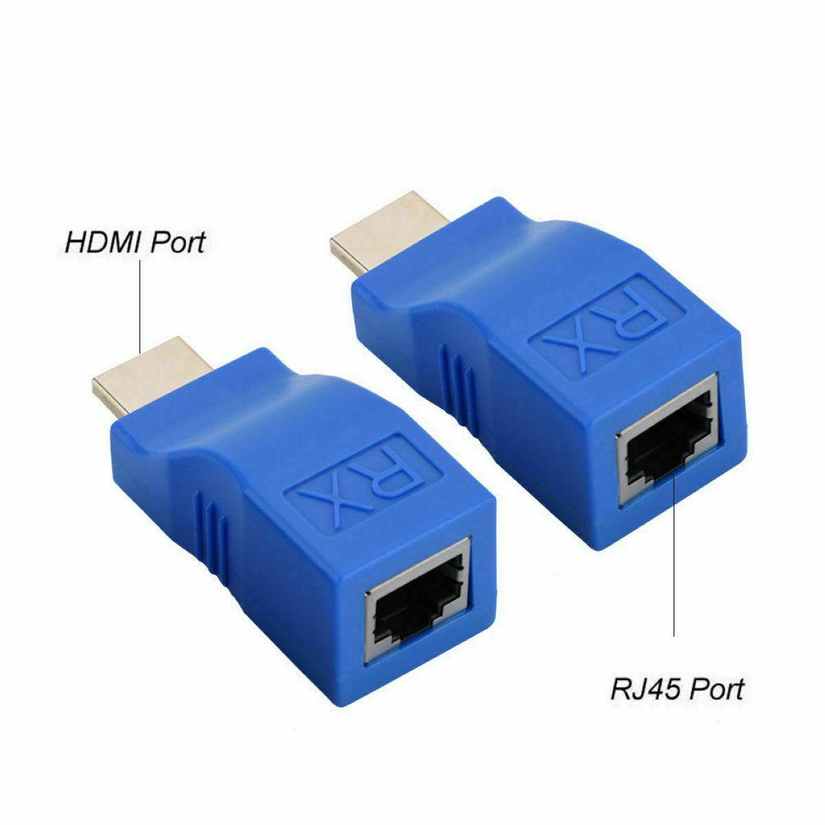 2Pcs 1080P HDMI To RJ45 Over Cat 5e/6 Network Cable Extender Converter Adapter