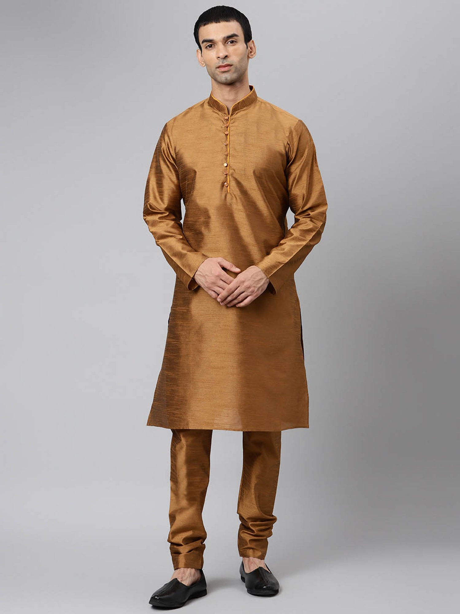 Hangup Brown Printed Full Sleeves Kurta Set