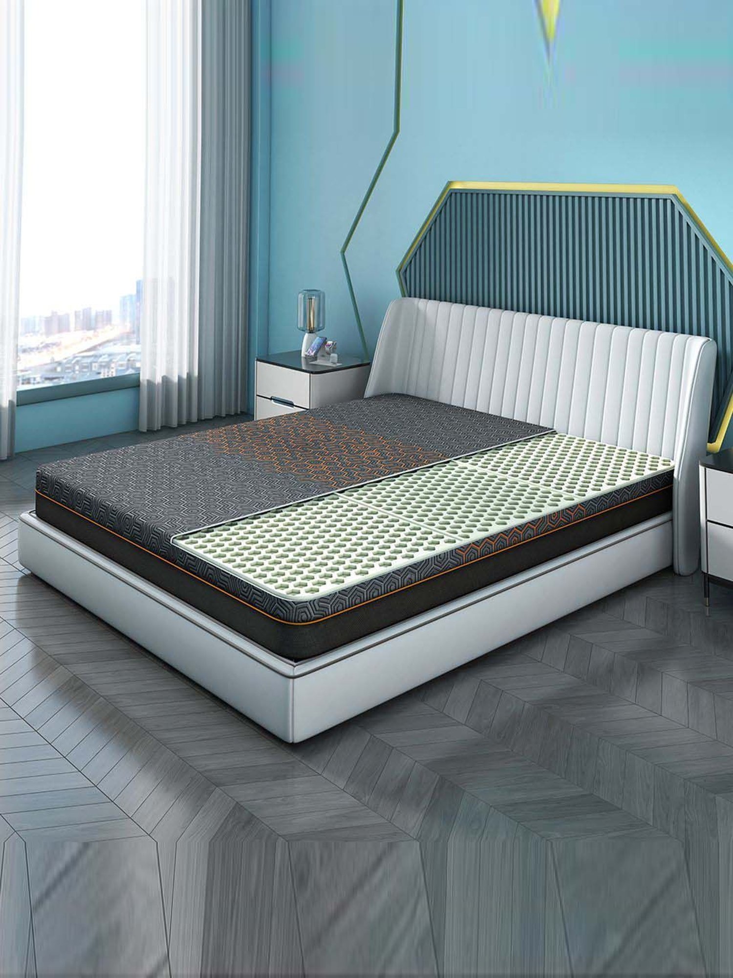 Sleepyhead Technic Grey Foam 3 Zone 6D Hexagon Grid Mattress With More Than 3000 Air Pockets