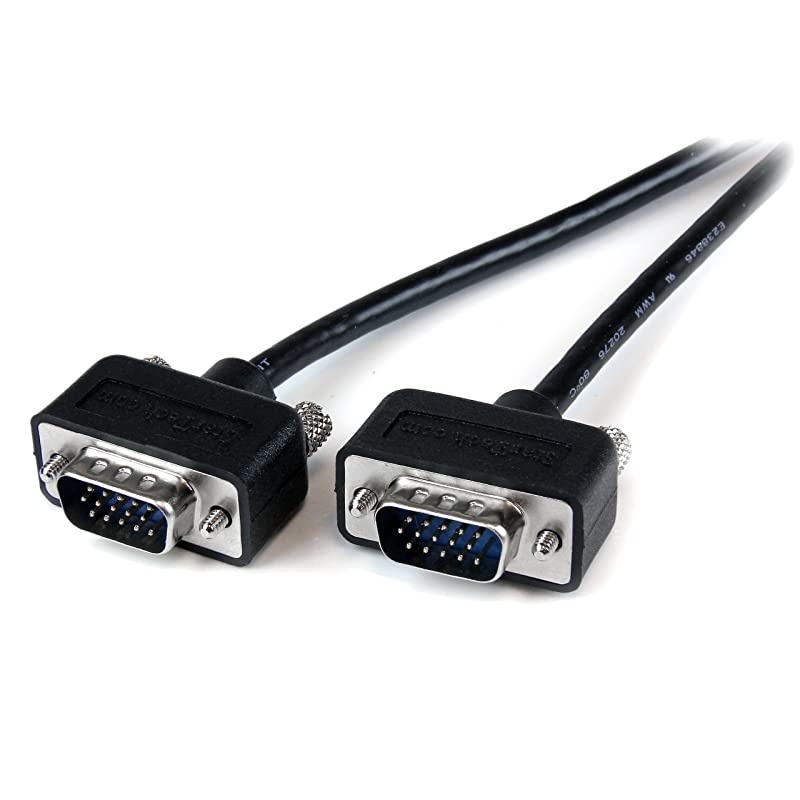 com 10 ft. (3 m) VGA to VGA Cable - HD15 Male to HD15 Male - Coaxial High Resolution - Low Profile - VGA Monitor Cable (MXT101MMLP10) , Black