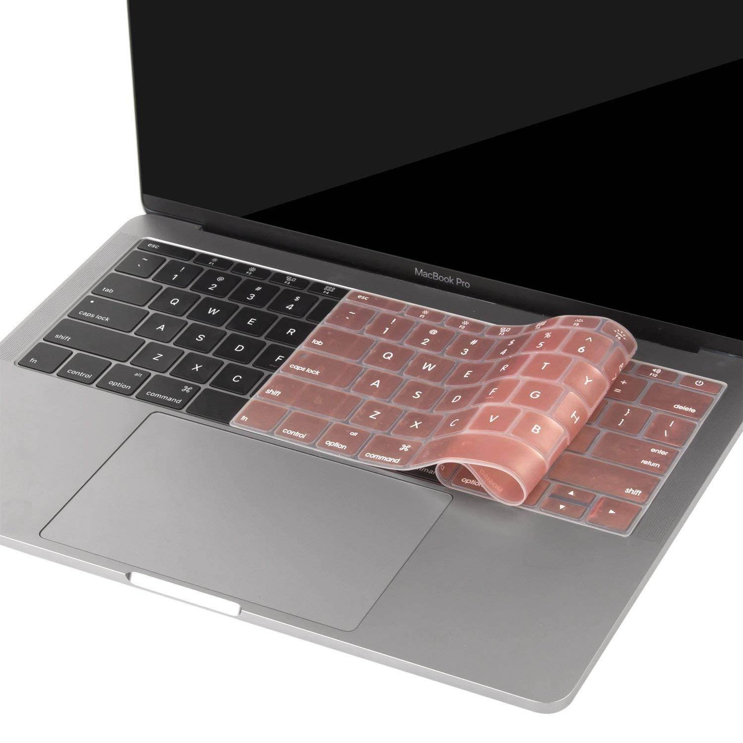 MOSISO Keyboard Cover Compatible MacBook Pro 13 Inch 2017 & 2016 Release A1708 No Touch Bar & New MacBook 12 Inch A1534 Protective Skin, Rose Gold