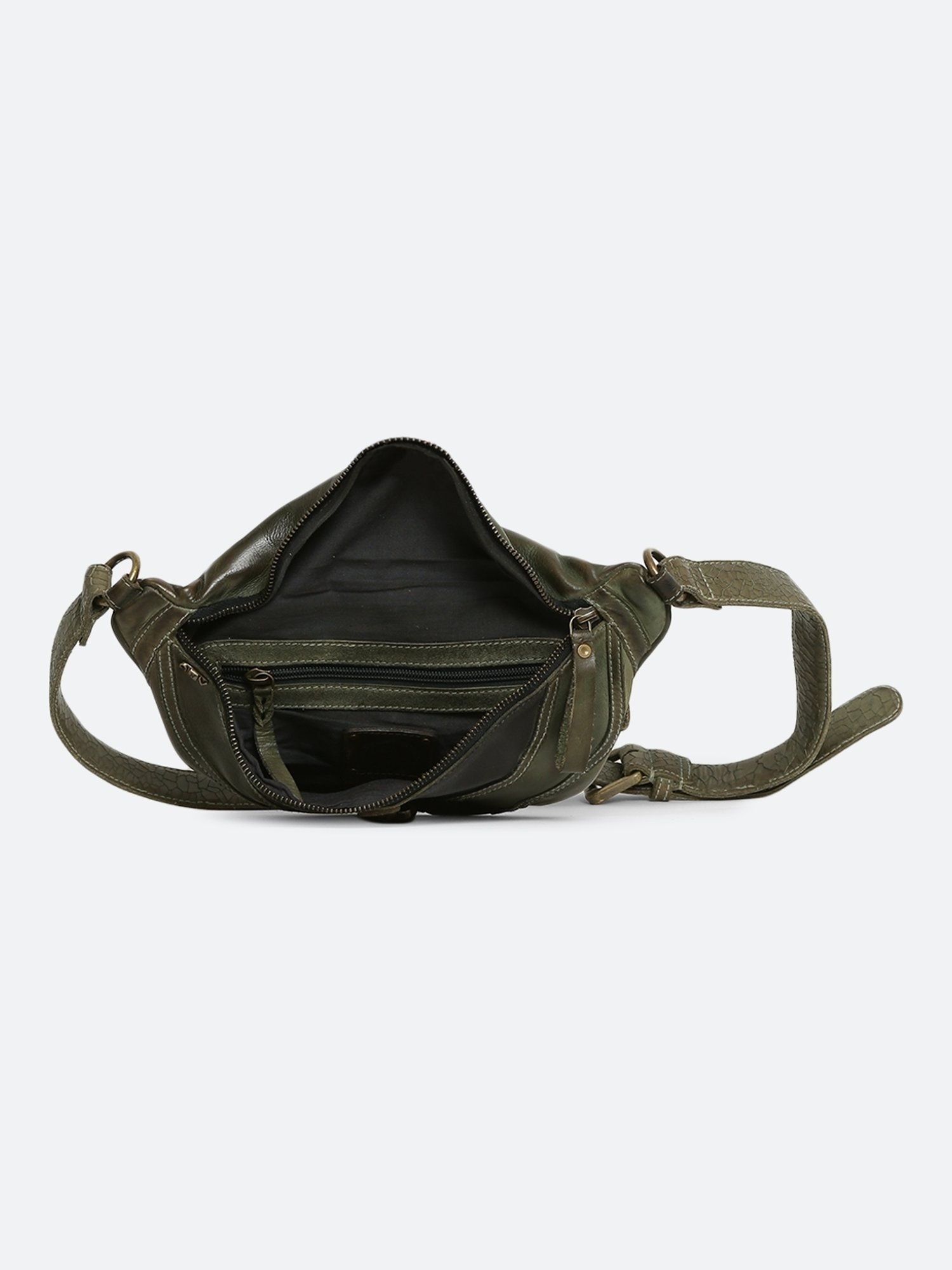 Art N Vintage Biker Olive Leather Solid  Waist Pouch