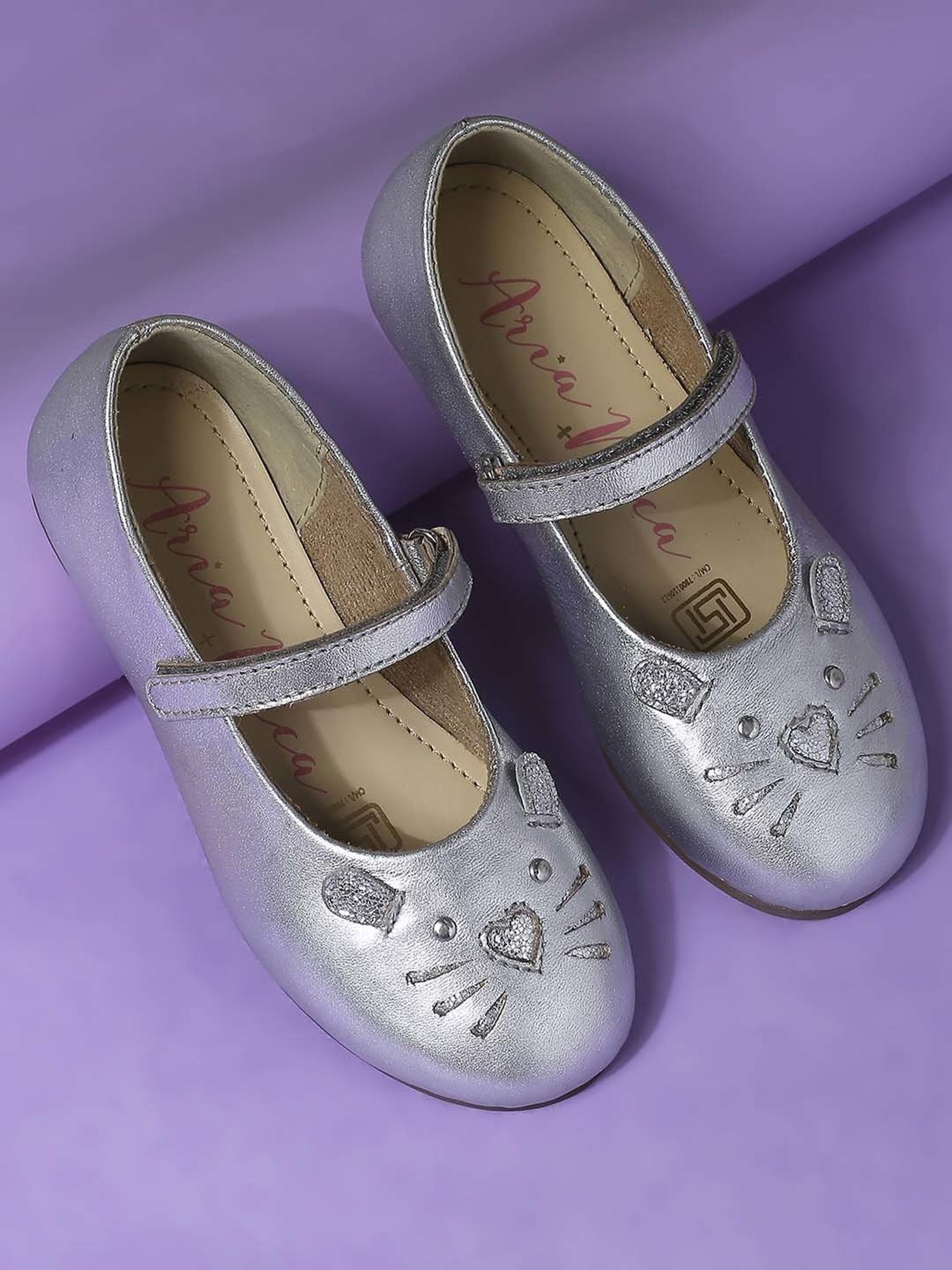 Aria Nica Kids Kitty Silver Mary Jane Shoes
