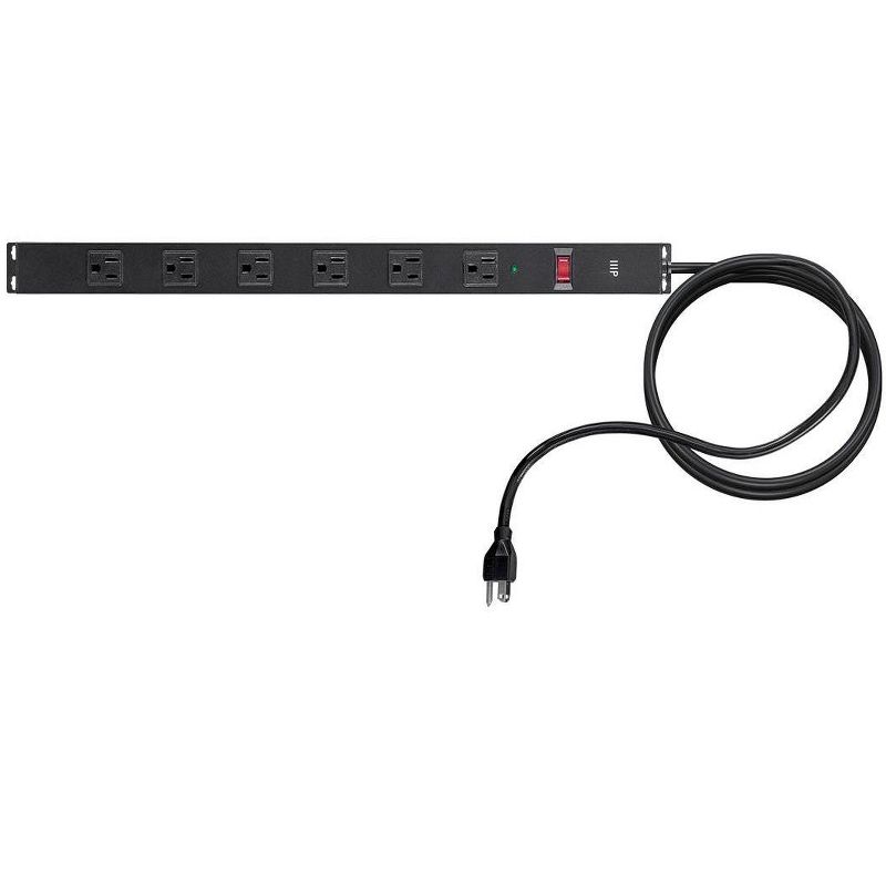Monoprice 6 Outlet Metal Surge Protector Power Strip - 15 Feet Cord - Black | 540 Joules