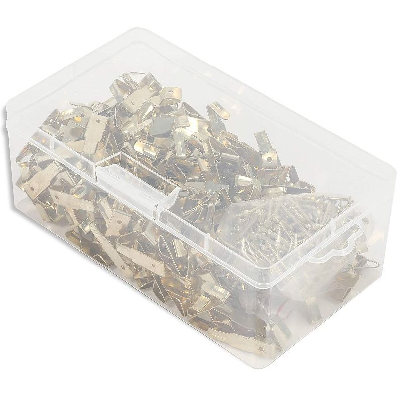 Okuna Outpost 200 Pack Heavy Picture Frame Hanger Wall Hooks with Screws, Gold, 1.2"