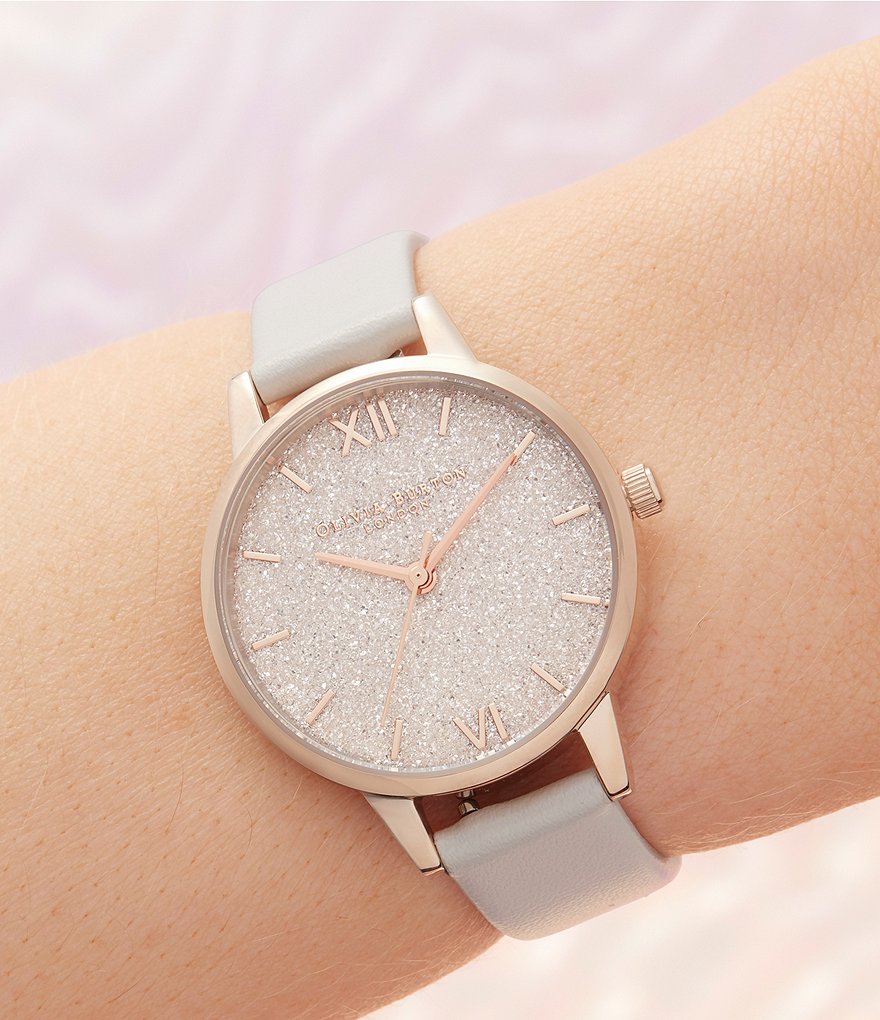 Olivia Burton Glitter Dial Vegan Blush & Pale Gold Watch