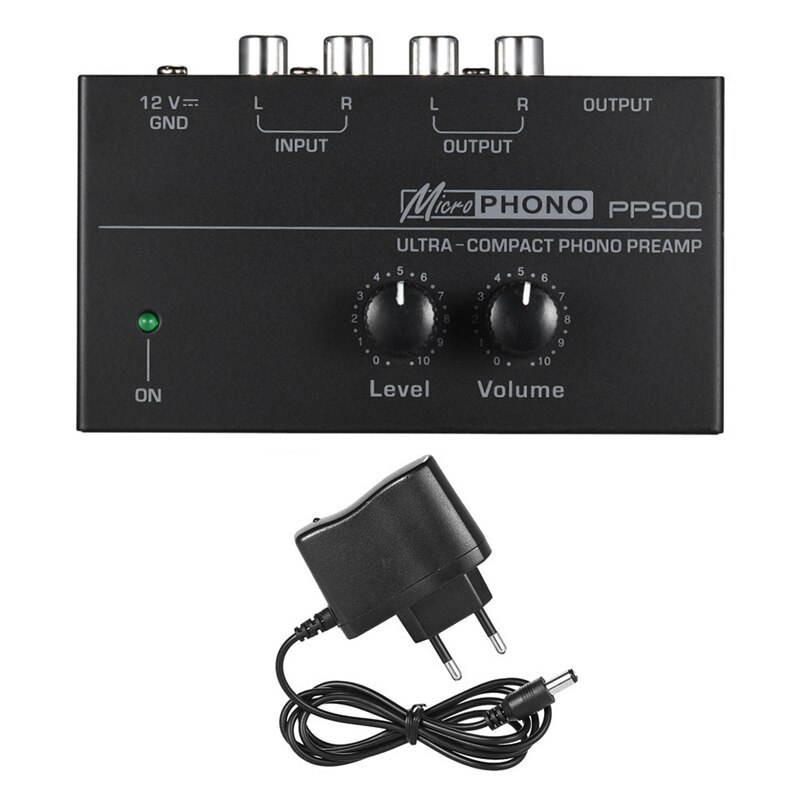 Hot Pp500 Ultra Compact Phono Preamp Preamplifier with Level & Volume Controls Rca Input & Output 1/4 Inch Trs Output Interfaces (1pcs)