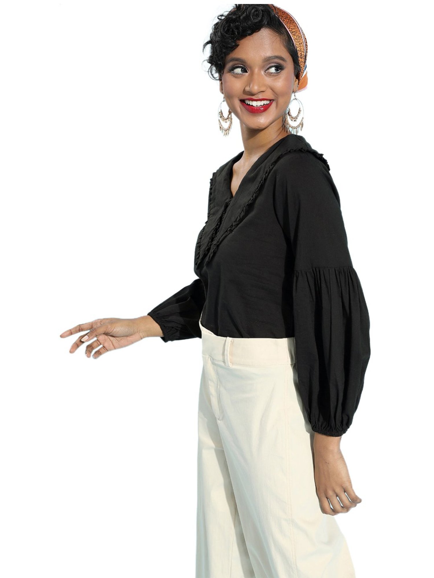 Sera Black Cotton Top