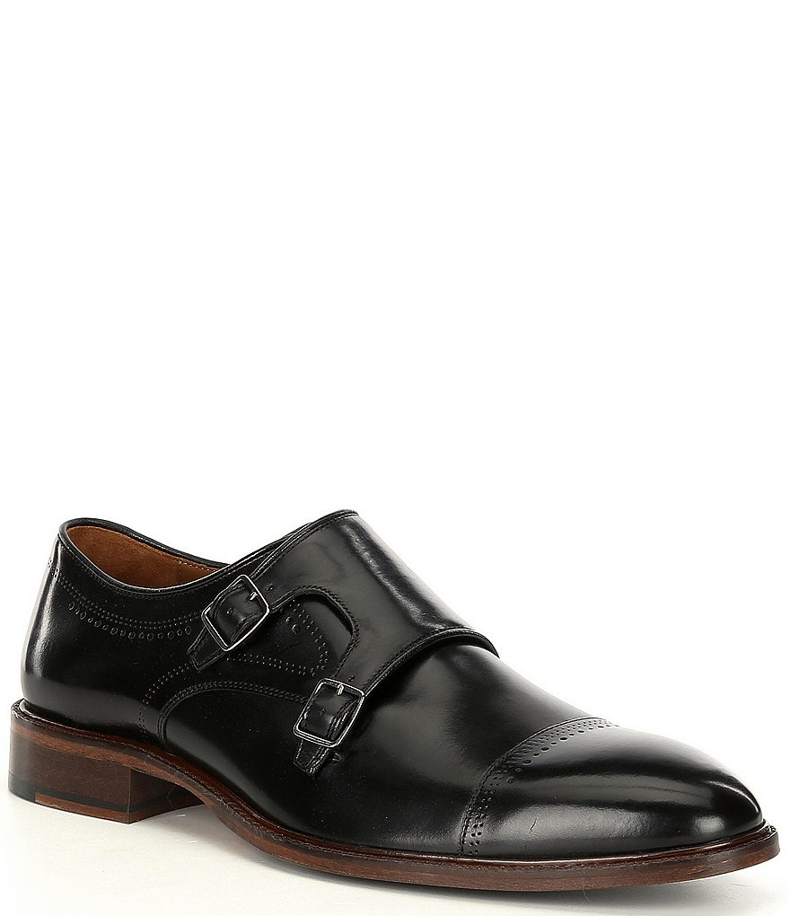 Johnston & Murphy Men's Sayer Cap Toe Double Buckle Monk Strap Dress Shoes