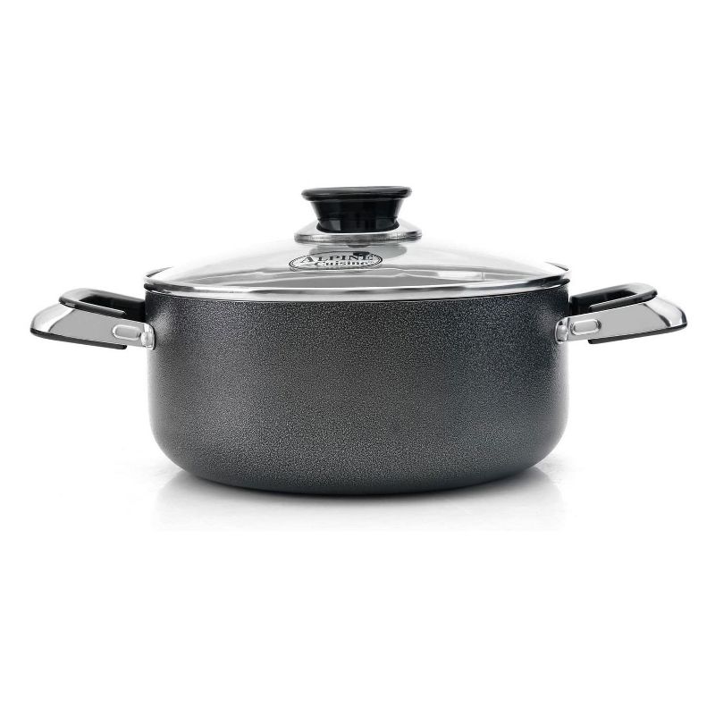 Alpine Cuisine 10 Piece Gourmet Home Kitchen Aluminum Non Stick Coating Cookware Pot and Pan Set, Gray