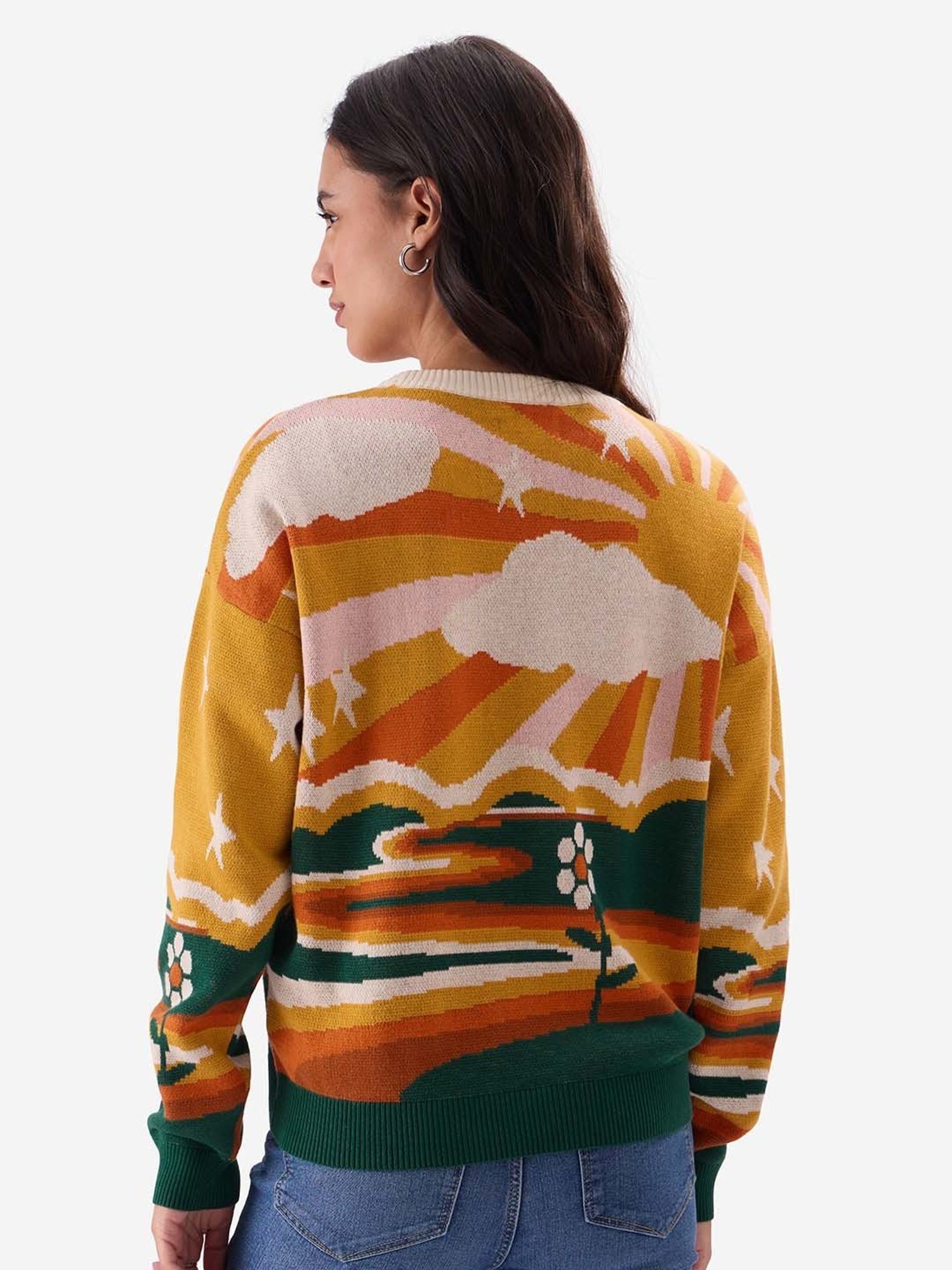 The Souled Store Multicolored Printed Sweater