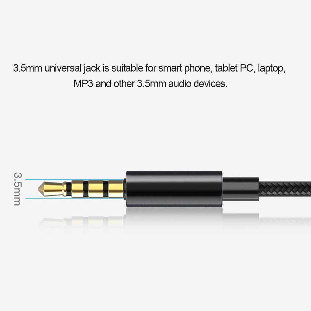 3.5mm Wired Headphone In-Ear Stereo Music Headset Smart Phone Earphone Metal Earpiece Hands-free with Microphone In-line Control