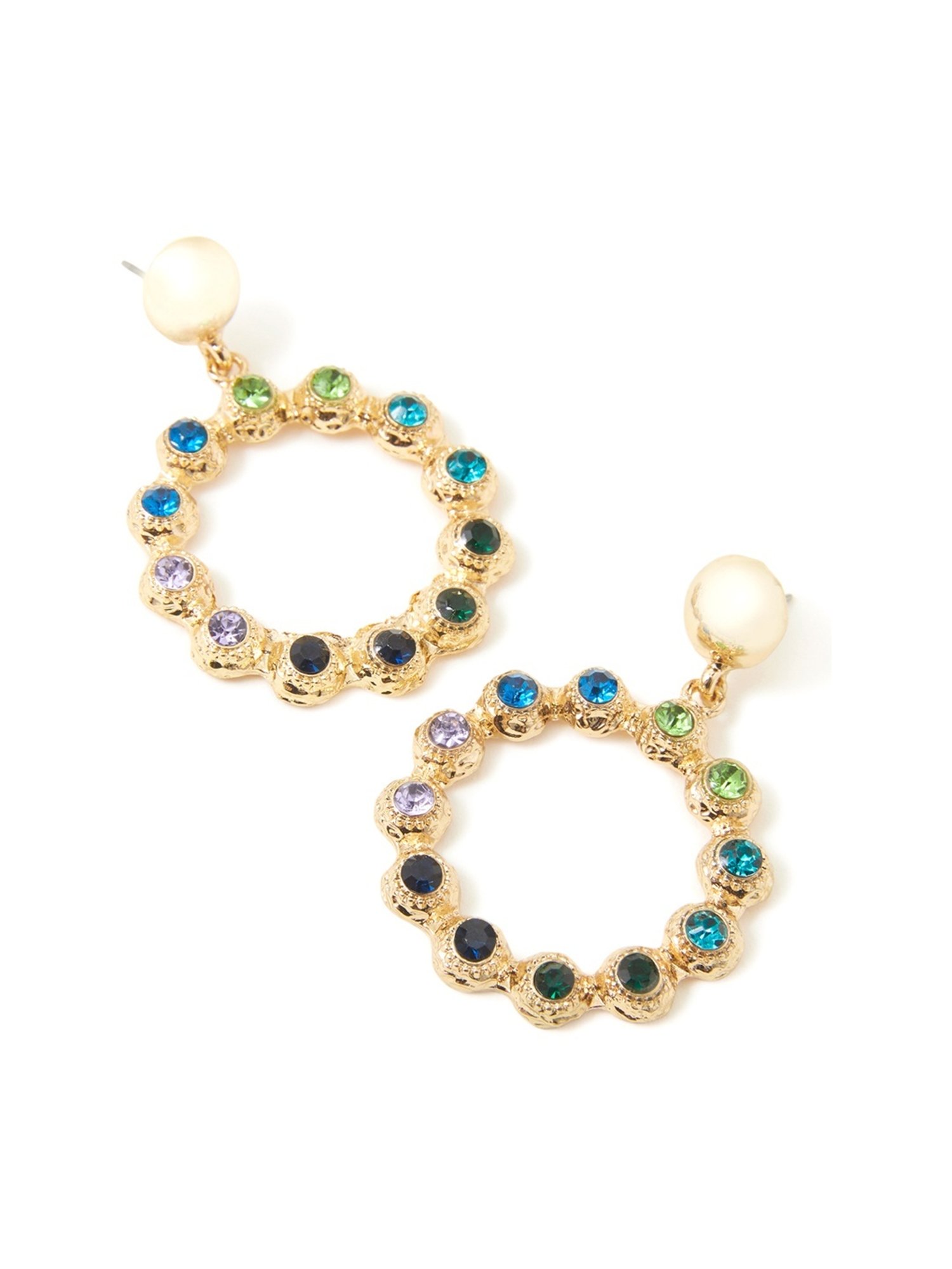 Accessorize London Large Gem Circle Dangler Earrings