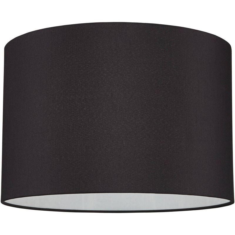 Springcrest Black Faux Silk Medium Tapered Drum Lamp Shade 15" Top x 15" Bottom x 10" Slant x 10" High (Spider) Replacement with Harp and Finial