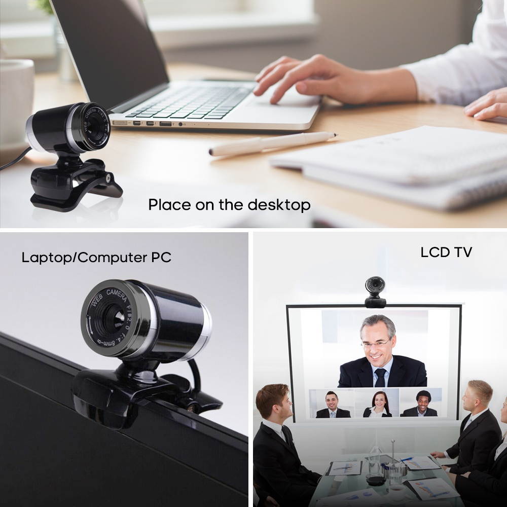 USB Webcam High-definition Web Camera with Clip-on Base Built-in Microphone USB2.0 Web Cam for Computer PC Laptop