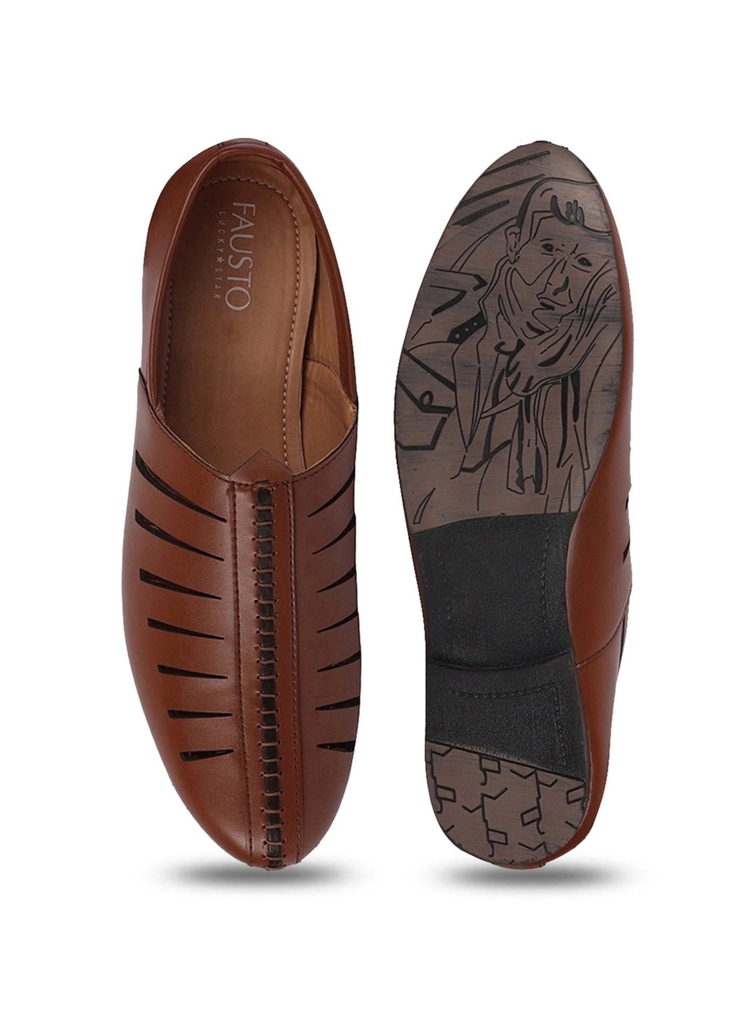 Fausto Men's Tan Ethnic Juttis