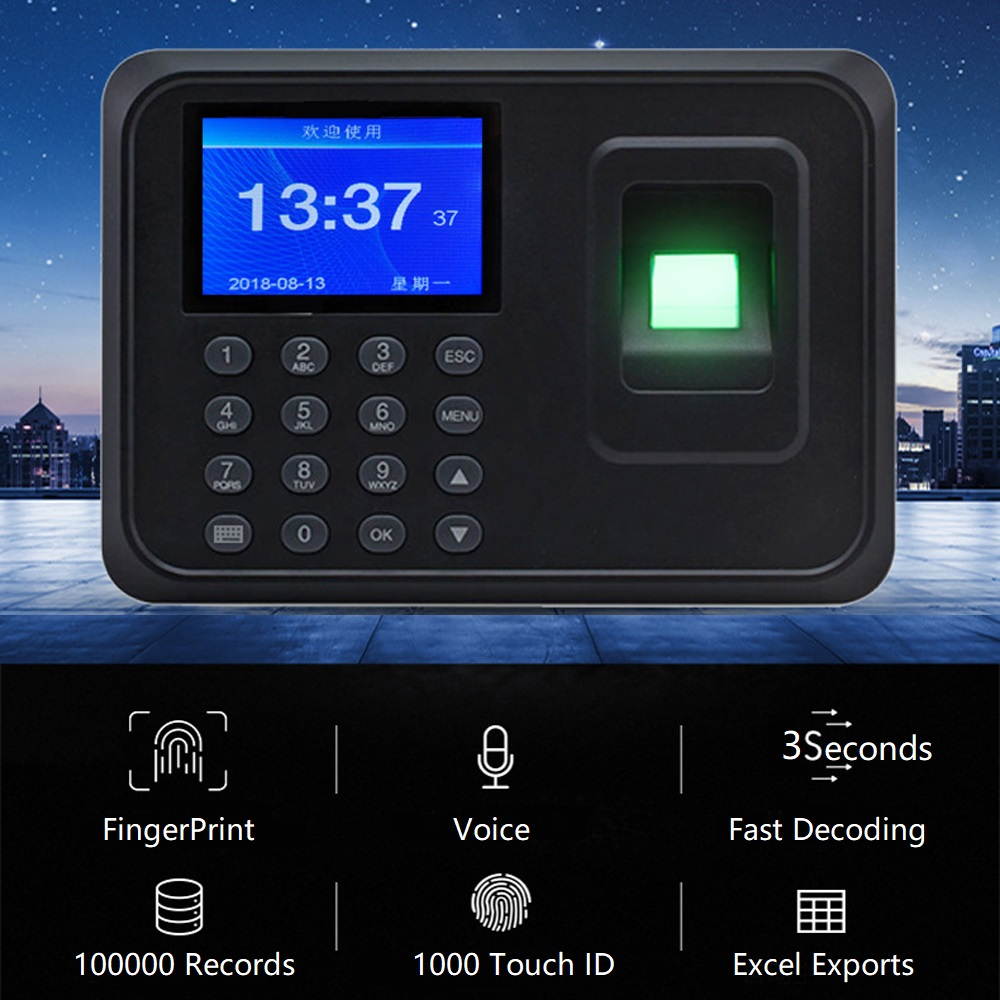 Digital Finger Print Time Attendance Biometric Touch ID Time Clock Recorder Password Fingerprint Attendance Machine