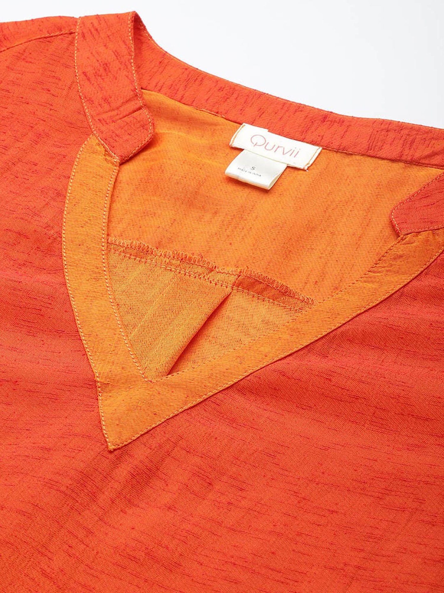 Qurvii Orange Silk Regular Fit Top