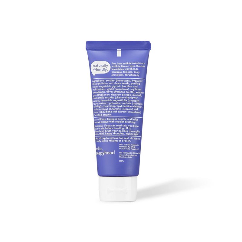 hello Good Night Fluoride Free Toothpaste - Lavender + Chamomile + Fresh Mint Vegan & SLS Free - 3oz