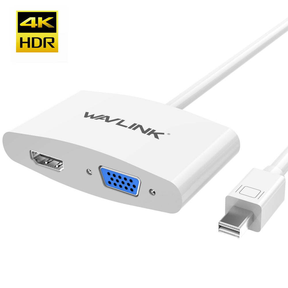Wavlink Mini DisplayPort to HDMI VGA Adapter 4K, Thunderbolt 2 mDP to VGA HDMI Monitor Converter For Apple Mac Book Air MacBook Pro, Surface Pro 1 2 3 4 6, Surface book laptop 2, Surface Studio, White