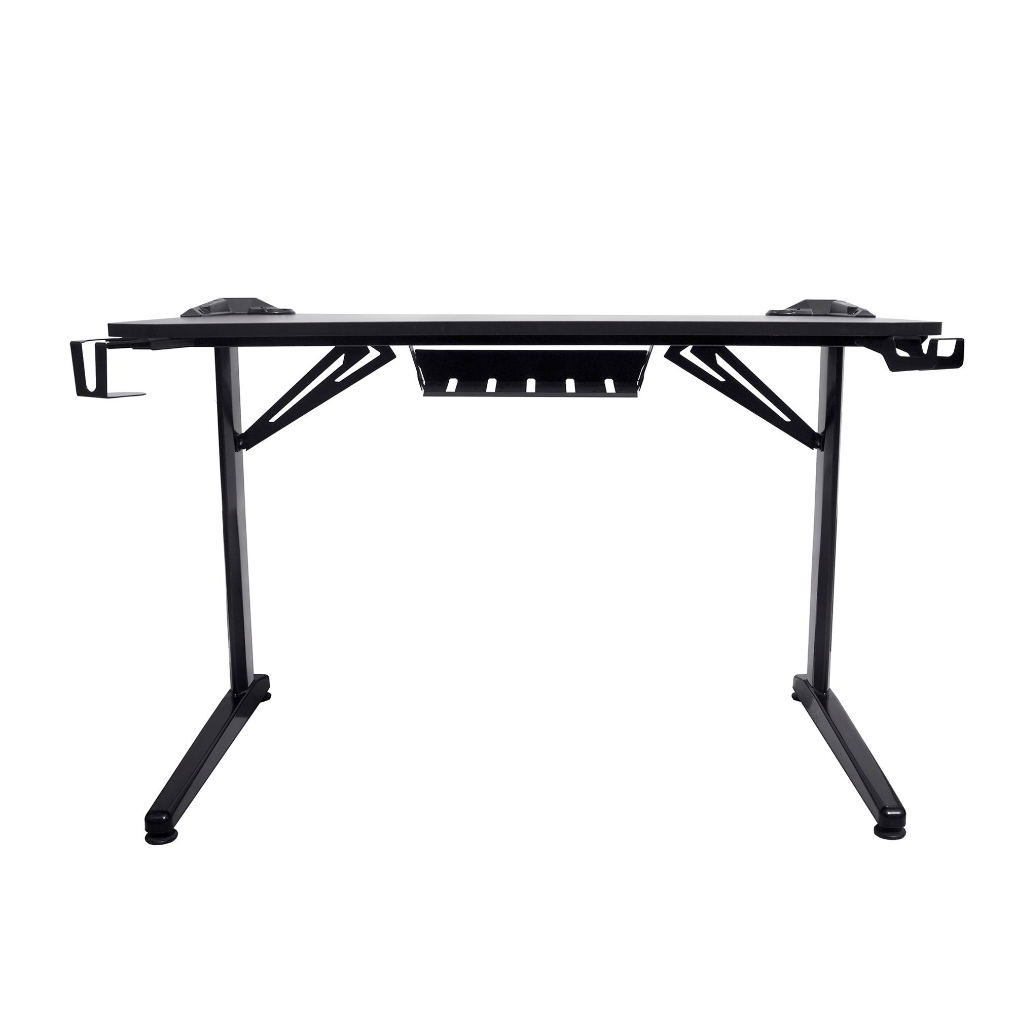 GOICHI Large Gaming Desk 43 Inch Computer Gaming Desk E-Sports Racing Table with with Cup Holder, Headphone Hook for Home Office, Black