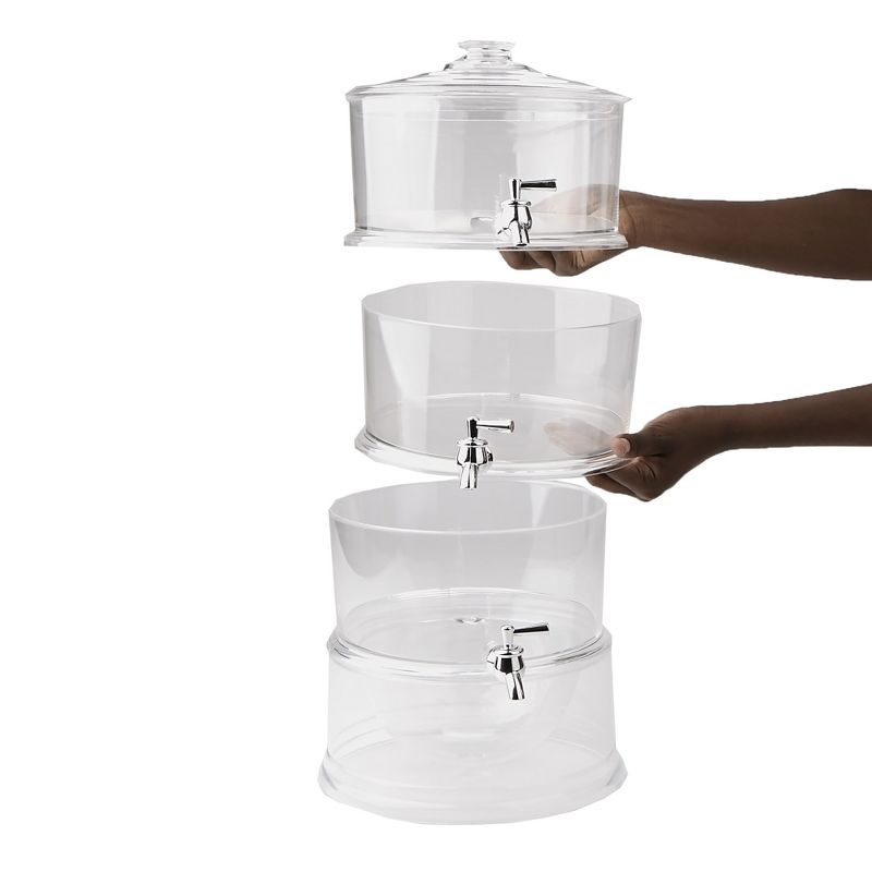 Mind Reader 3 Tier Stackable Punch Bowl with Lids and Ice Bucket Bottom