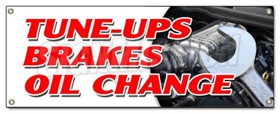 TUNE UPS BRAKES OIL CHANGE BANNER SIGN cars a/c brake muffler tire tech