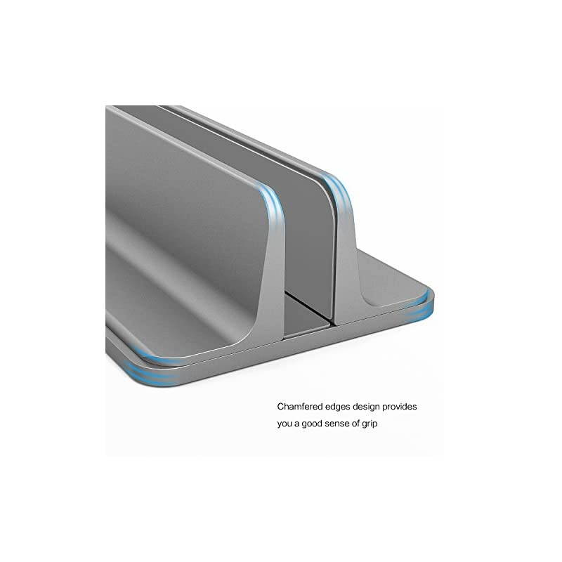 Vertical Laptop Stand Adjustable Size  Desktop Aluminum MacBook Stand with Adjustable Dock Size Fits All MacBook Surface Chromebook and Gaming Laptops Up to 173 inch Gray